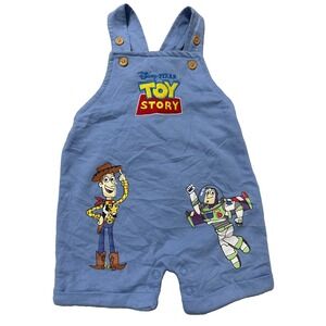 Disney Baby Toy Story Woody Buzz Lightyear Blue Overalls Size 6/9M PPTH206